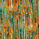 Silent Lake DP27252-54 Orange Peel Autumn Trees by Iosif Derecichei for Northcott