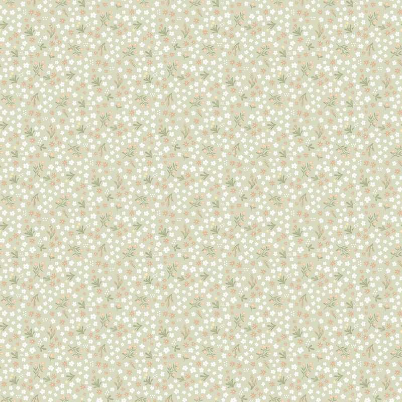 Silly Goose Flannel F27778-72 Pale Sage Multi Packed Flowers by Northcott Studio for Northcott.