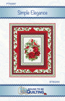Quilt pattern cover with floral design and 'Simple Elegance' text on a blue border.
