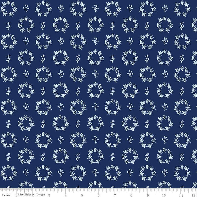 Simply Country C13414-NAVY Wreaths by Tasha Noel for Riley Blake Designs