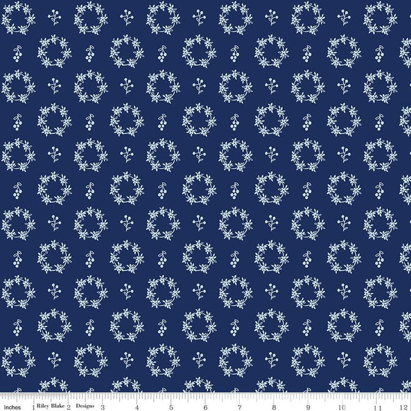 Simply Country C13414-NAVY Wreaths by Tasha Noel for Riley Blake Designs