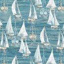 Smooth Sailing DP28908-44 Lg Sail Boats Md Blue Multi by Deborah Edwards for Northcott