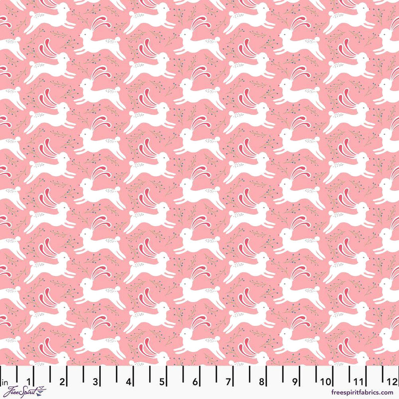 Snowy Weather Flannel FNSP011.PINK Bunnies by Penn 2 Paper for FreeSpirit