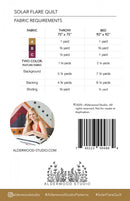 Solar Flare Quilt Pattern Amber Elliot Alderwood Studio Patterns Picture of Back of Pattern ALD-SOLAR