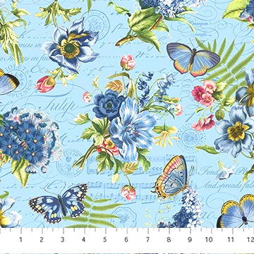 Something Blue DP25079-42 Light Blue Multi Feature Floral by Tina Higgins for Northcott