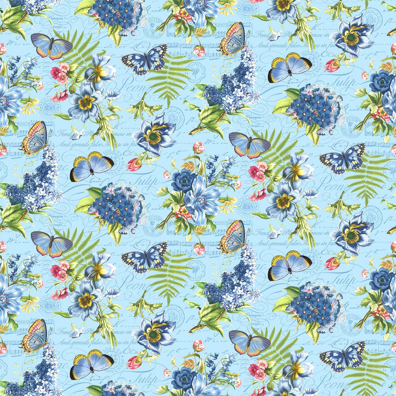 Something Blue DP25079-42 Light Blue Multi Feature Floral by Tina Higgins for Northcott