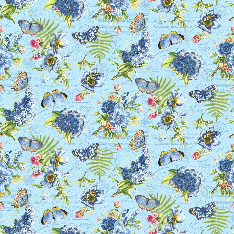 Something Blue DP25079-42 Light Blue Multi Feature Floral by Tina Higgins for Northcott