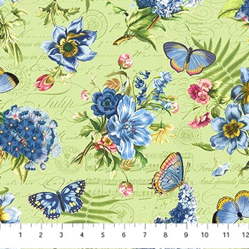 Something Blue DP25079-72 Green Multi Feature Floral by Tina Higgins for Northcott