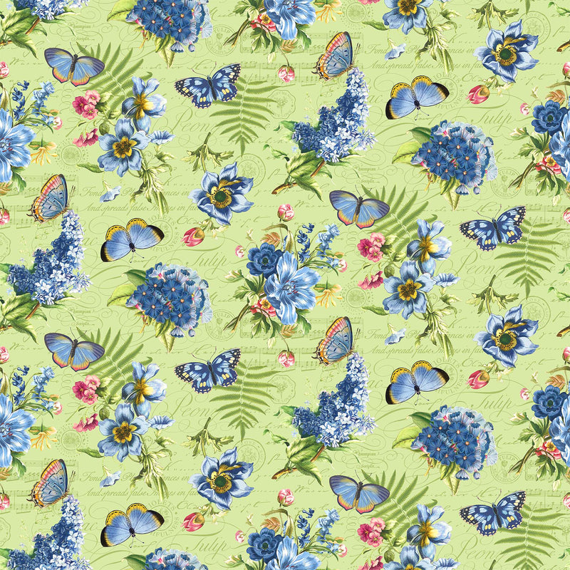 Something Blue DP25079-72 Green Multi Feature Floral by Tina Higgins for Northcott