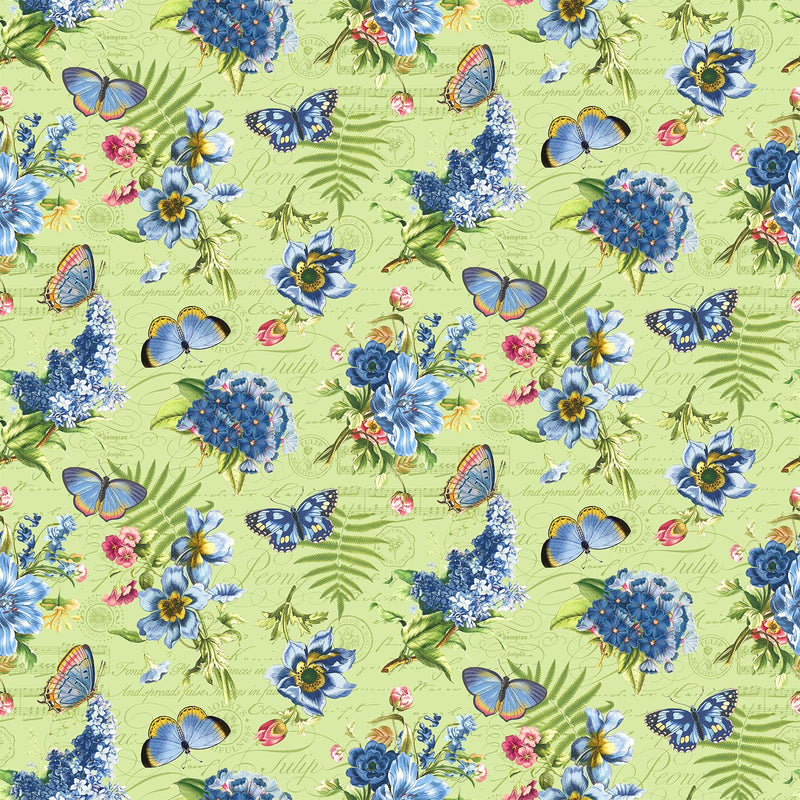 Something Blue DP25079-72 Green Multi Feature Floral by Tina Higgins for Northcott