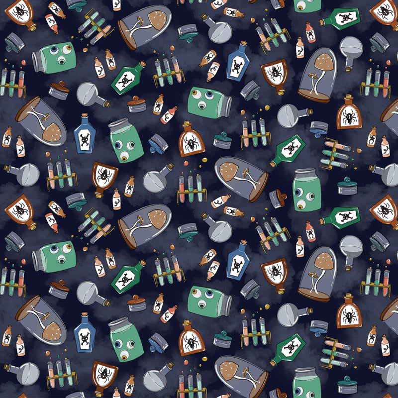Spellbound 17130-11 Bubble Brew Navy by Marin Sutton for Benartex.