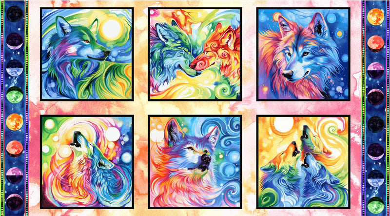 Spirit of the Wolf Panel 7216-73 Multi Blocks by Katy Lipscomb for Studio e Fabrics