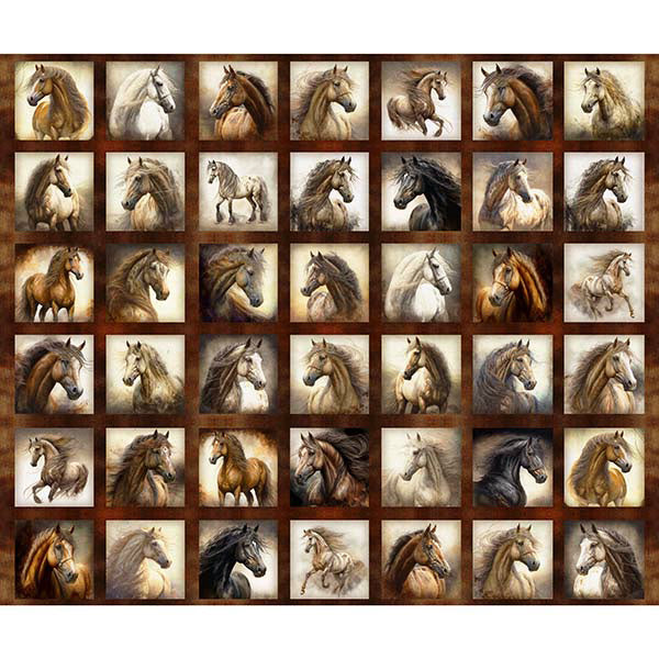 Stallion Song Panel 29935-A Small Horse Picture Patches by Morris Creative Group for Quilting Treasures