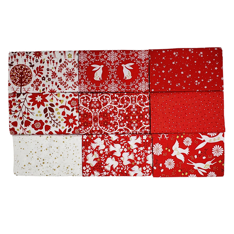 Starlit Hollow and Friends Fat Quarter Bundle - 9-piece each fat quarter laid out