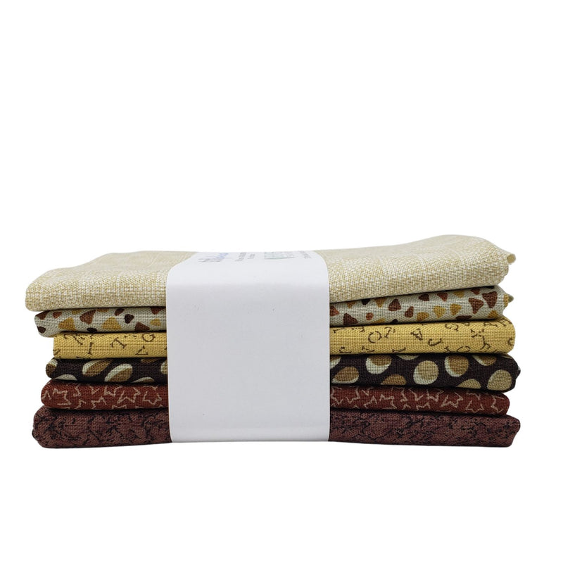 Stof Assorted Prints Fat Quarter Bundle STQCFQ13 Natural/Brown.
