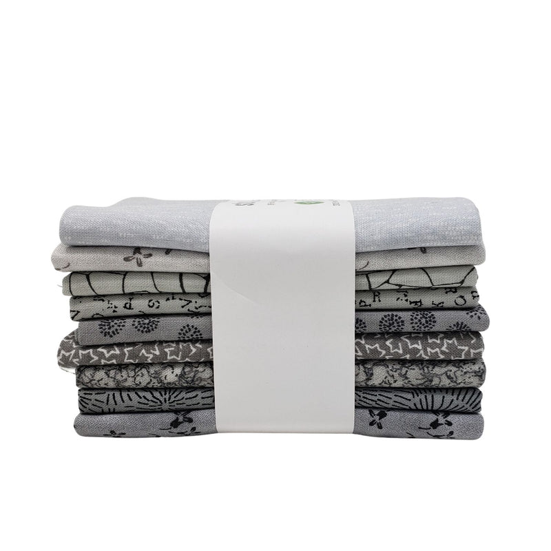 Stof Assorted Prints Fat Quarter Bundle STQCFQ2 Medium Grey.