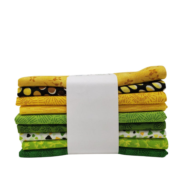 Stof Assorted Prints Fat Quarter Bundle STQCFQ5 Yellow/Green.