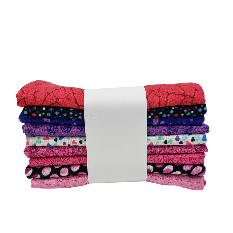 Stof Assorted Prints Fat Quarter Bundle STQCFQ7 Fuchsia.