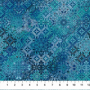 Stonehenge Marrakech 26820-68 Teal Foulards by Linda Ludovico for Northcott