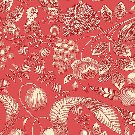 Strawberries and Cream A-354-E Rouge Valley by Edyta Sitar for Andover Fabrics