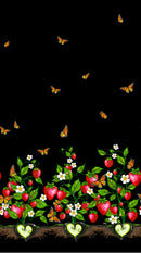 Strawberry Dreamcatcher CAJ-0006 Black Single Border by Carla Joseph for International Textiles