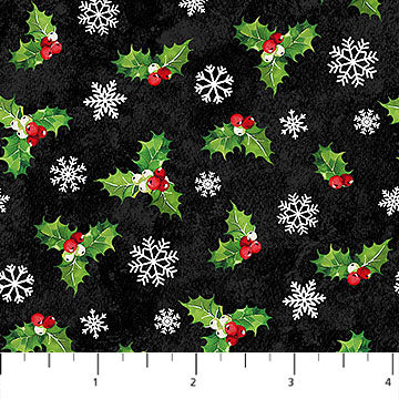 Sugar Coated DP27148-99 Holly Toss Black Multi by Deborah Edwards for Northcott