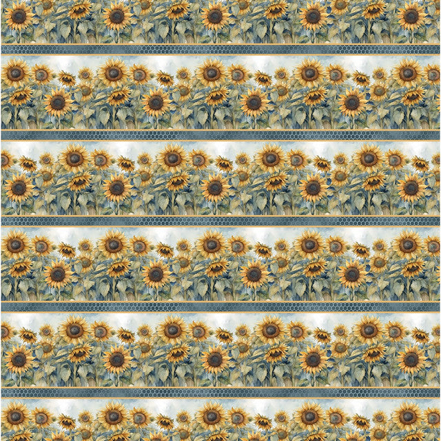 Sunkissed 33915-547 Multi Sunflower Stripe by Nancy Mink for Wilmington Prints.