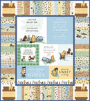 Sweet as Honey quilt designs is a collection of Winnie the Pooh-themed fabrics and panel with quotes and illustrations.