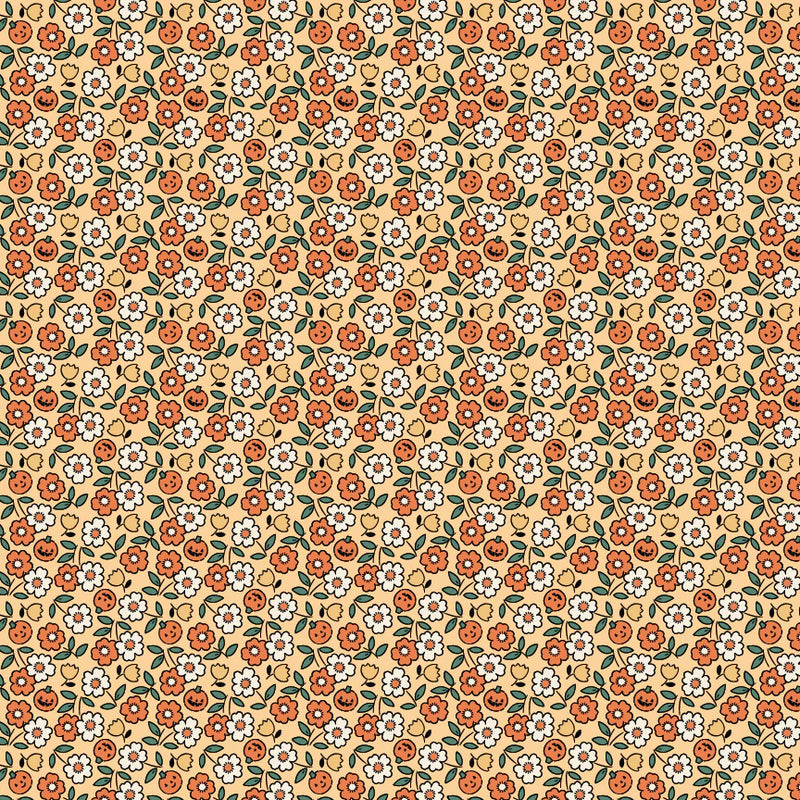 Sweet Tooth ST24321 Pumpkin Blossoms Yellow by Elea Lutz for Poppie Cotton.