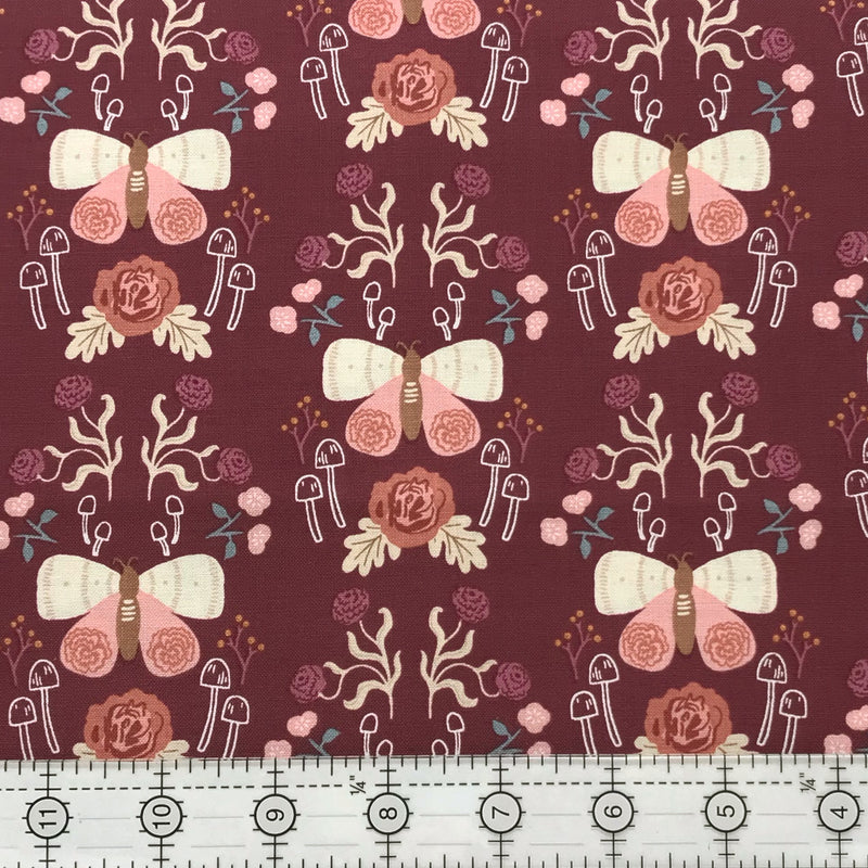 Sweetbriar C14021-WINE Moth Damask by Rachel Erickson for Riley Blake Designs