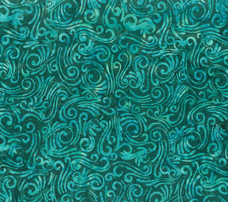 Swirls Batik 108" B81800-63 Teal by Banyan Batiks Studio for Banyan Batiks by Northcott