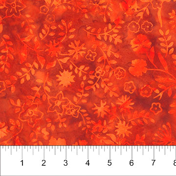 Tablescape Batik 83051-59 Wild Orange Floral Bouquet by Banyan Batiks Studio for Northcott