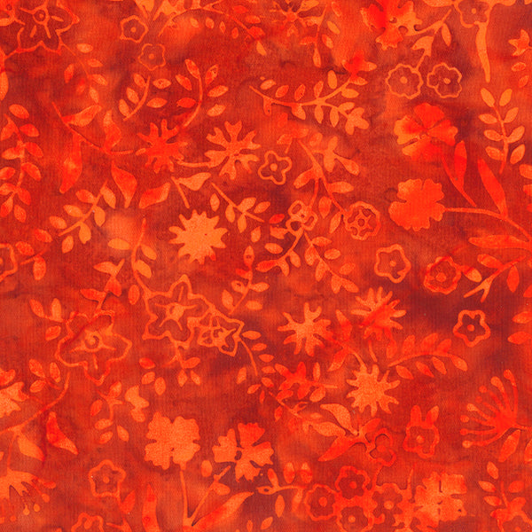 Tablescape Batik 83051-59 Wild Orange Floral Bouquet by Banyan Batiks Studio for Northcott