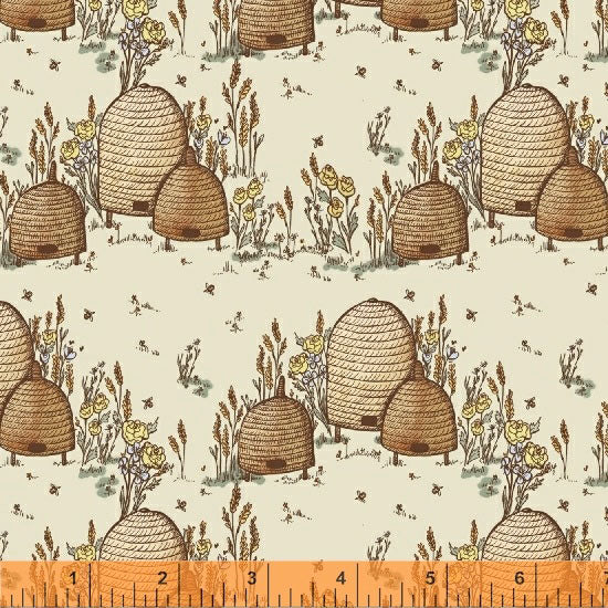 Tell the Bees 51432-1 Cream Bee Hives by Hackney & Co. for Windham Fabrics