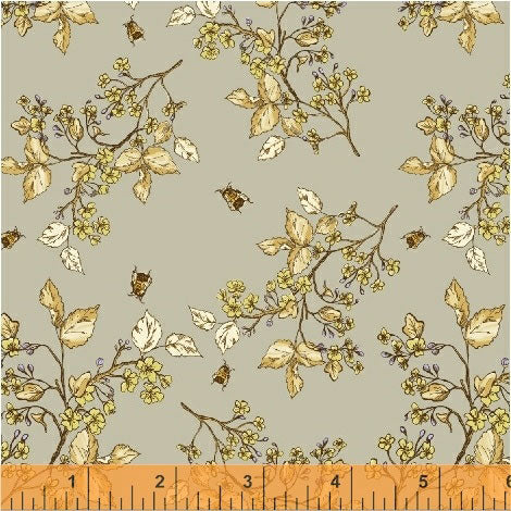 Tell the Bees 51434-2 Grey Bee Blossom by Hackney & Co. for Windham Fabrics