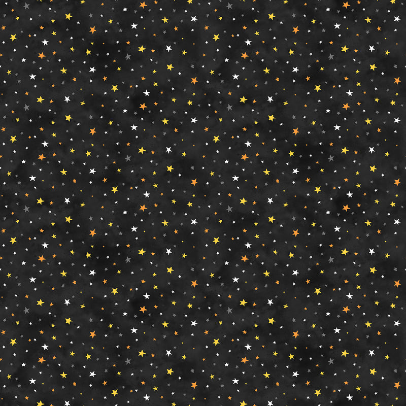 The Boo Crew 28206-99 Black Multi Stars by Northcott Studio for Northcott.