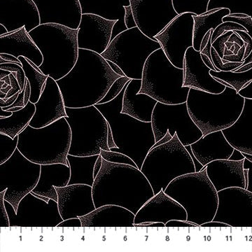 The Botanist 90879-99 Black Roses by Pippa Shaw for FIGO Fabrics