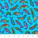 The Four Seasons 29029-64 Fish Turq Multi by Mark Anthony Jacobson for Northcott