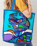The Four Seasons Canvas Tote Panel C29034-64 Tote Turq Multi by Mark Anthony Jacobson for Northcott