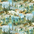 The Great Outdoors DP28454-64 Mountain Scene Teal Multi by Deborah Edwards and Melanie Samra for Northcott