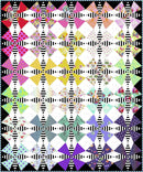 The Hatter Free PDF Quilt Pattern with geometric pattern featuring triangles and stripes.