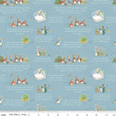 The Tale of Peter Rabbit C14701-BLUE Text by Beatrix Potter licensed to Riley Blake Designs