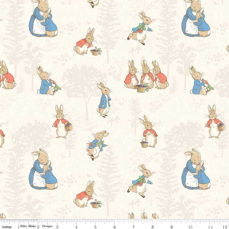 The Tale of Peter Rabbit Flannel F15316-CREAM Main by Beatrix Potter licensed to Riley Blake Designs