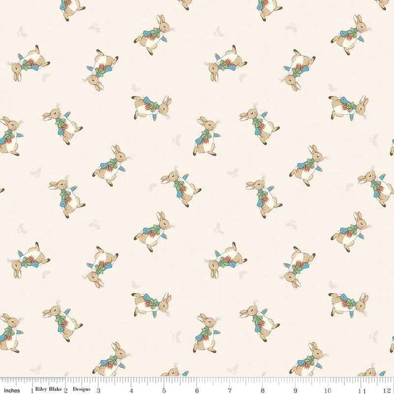 The Tale of Peter Rabbit Flannel F15317-CREAM Peter Toss by Beatrix Potter licensed to Riley Blake Designs