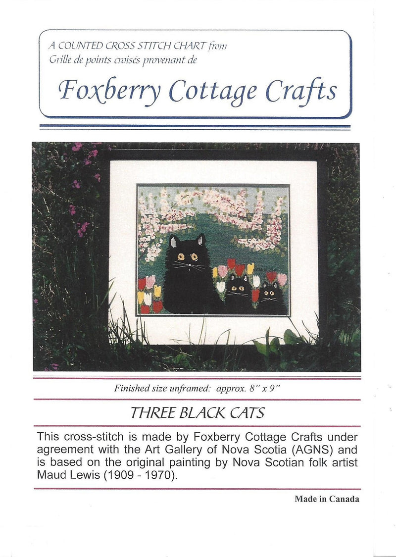 Three Black Cats Foxberry Cottage Crafts Needlework Pattern 51801