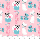 Thrift Shop 90761-21 Pink Vintage Cats by Louise Pretzel for FIGO Fabrics