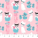 Thrift Shop 90761-21 Pink Vintage Cats by Louise Pretzel for FIGO Fabrics