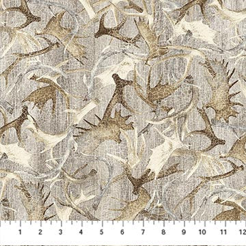 Timberland Trail Flannel F25009-14 Beige Multi Antlers by Linda Ludovico for Northcott