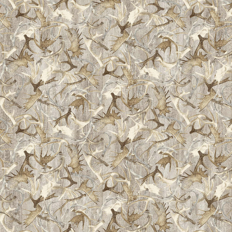 Timberland Trail Flannel F25009-14 Beige Multi Antlers by Linda Ludovico for Northcott