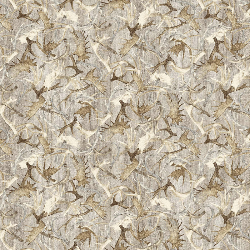 Timberland Trail Flannel F25009-14 Beige Multi Antlers by Linda Ludovico for Northcott